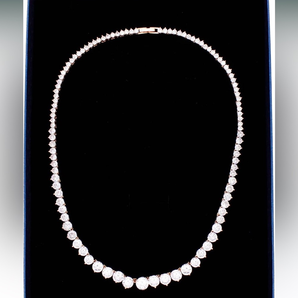 💎Lavencious Tennis AAA CZ Necklace Bling Gold Plated Statement Jewelry - Picture 9 of 13